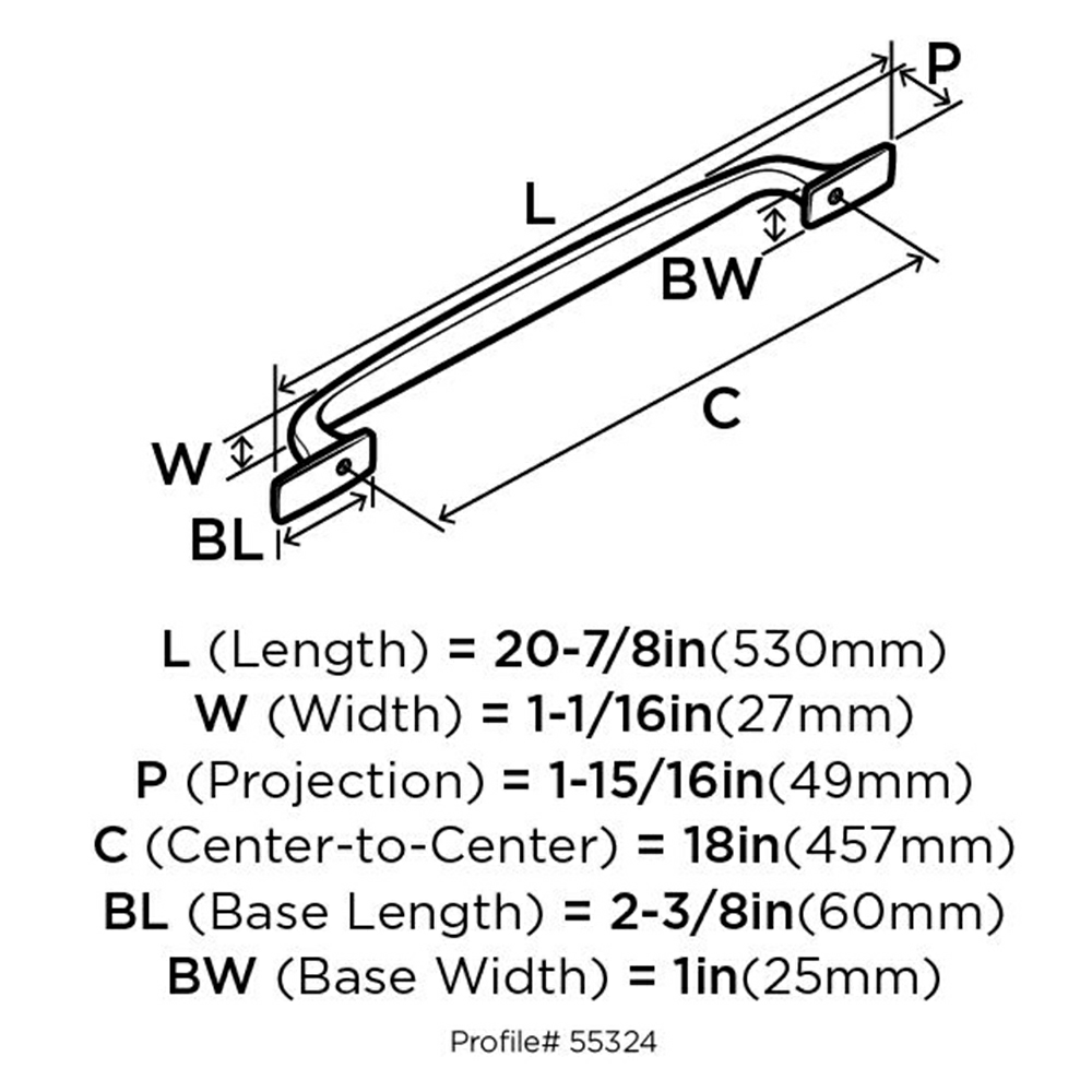 18" Highland Ridge Appliance Pull, Black Bronze