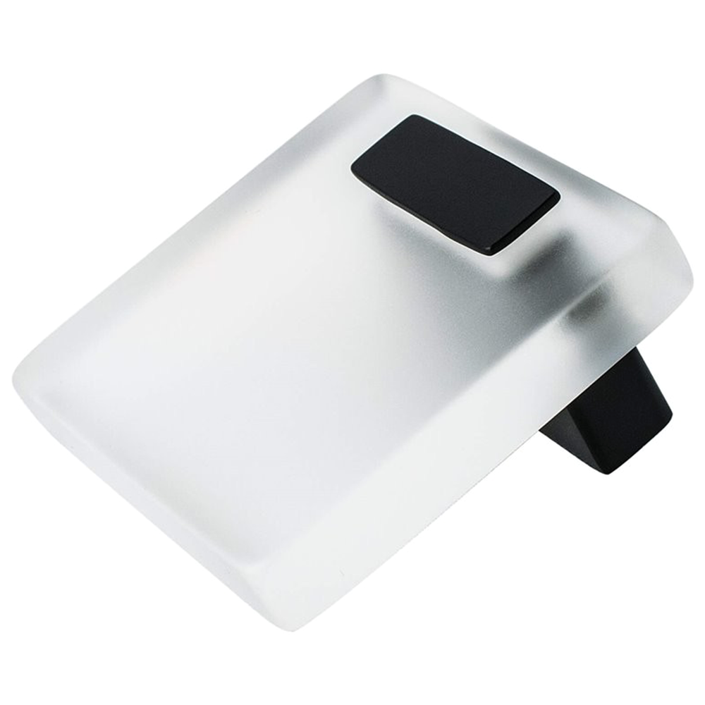 2" Quad Acrylic Knob, Matte Black with Transparent White