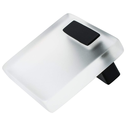2" Quad Acrylic Knob, Matte Black with Transparent White