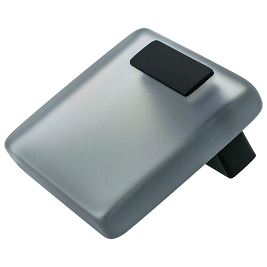 2" Quad Acrylic Knob, Matte Black with Transparent Gray