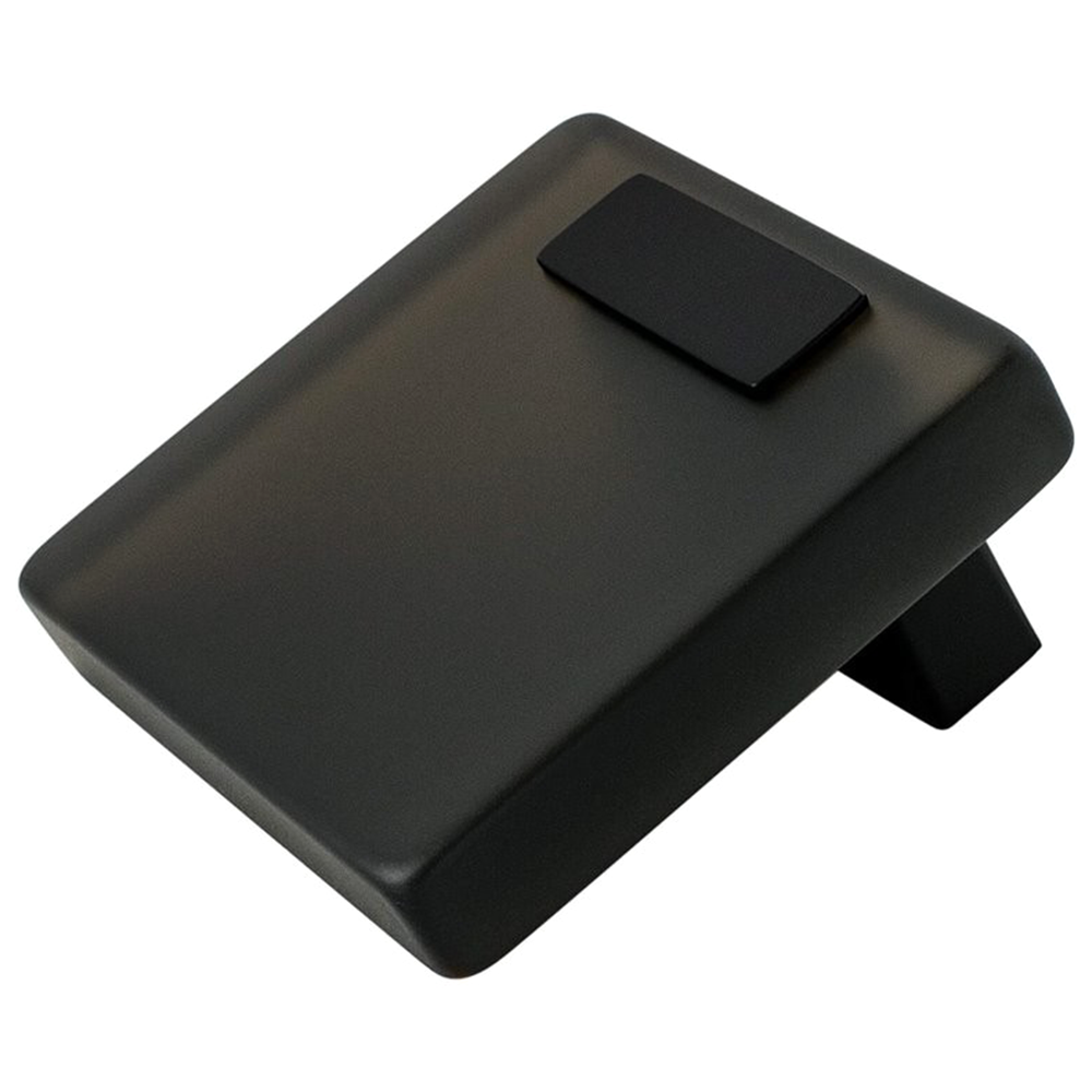 2" Quad Acrylic Knob, Matte Black with Transparent Dark Brown