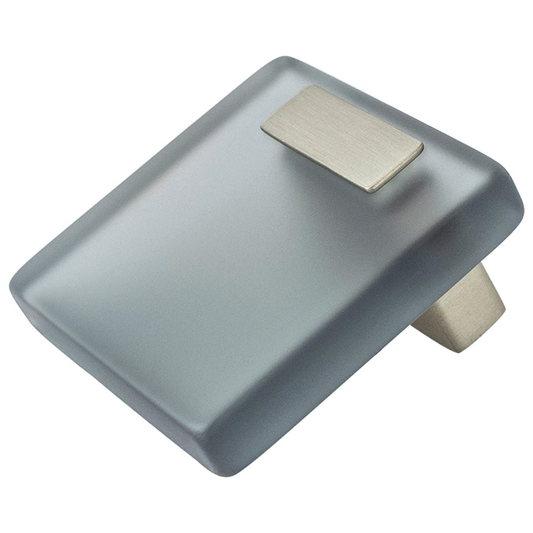 2" Quad Acrylic Knob, Brushed Nickel with Transparent Gray