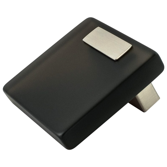 2" Quad Acrylic Knob, Brushed Nickel with Transparent Dark Brown