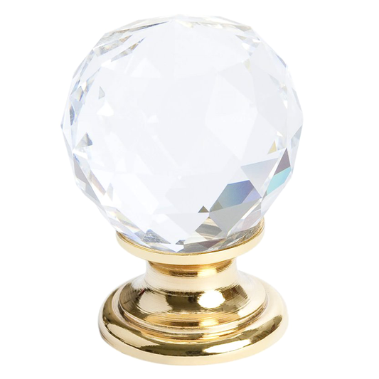 1 3/16" Europa Crystal Knob, Gold/Transparent