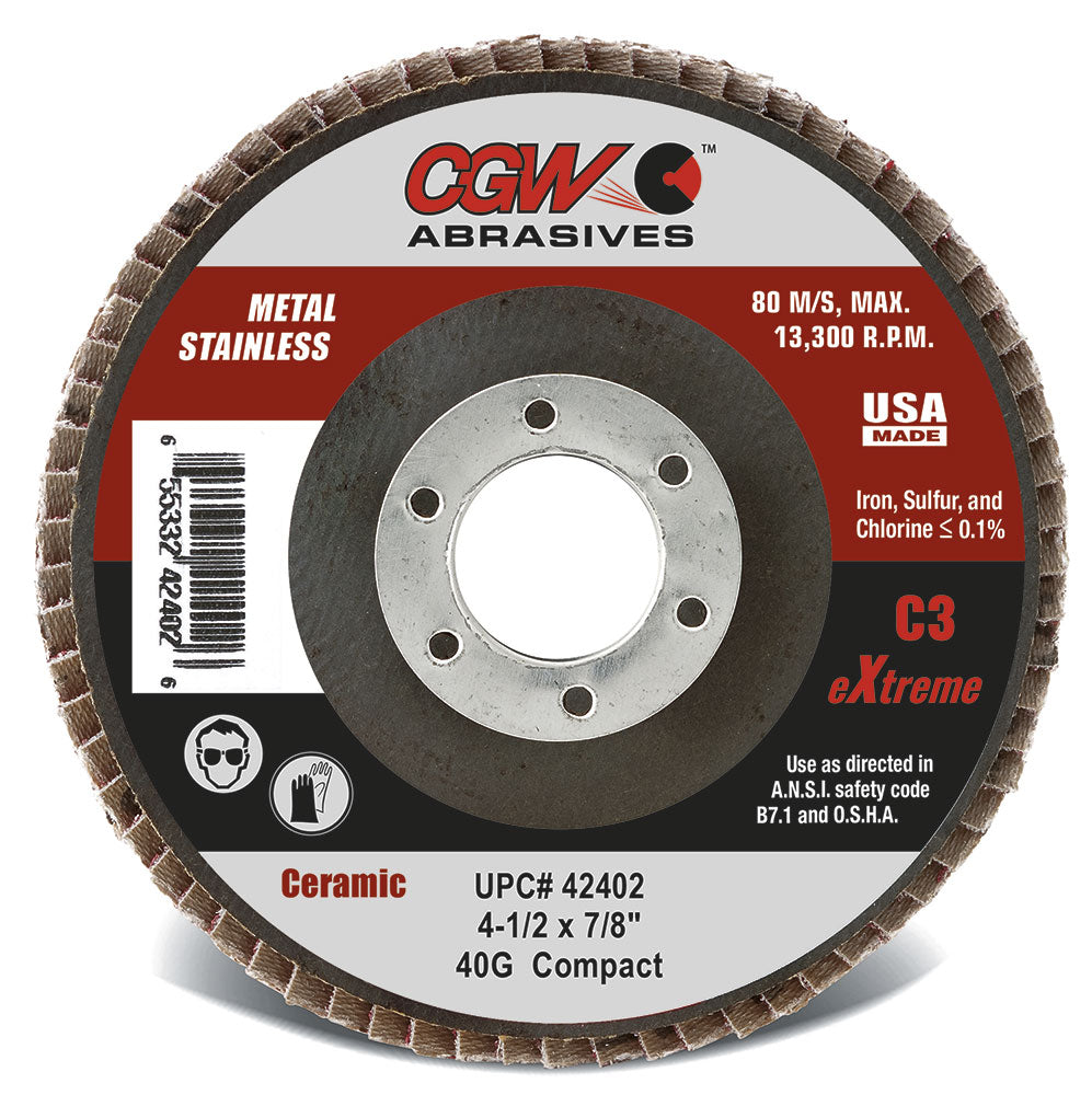 CGW Abrasives 42644 C3 Ceramic Flap Discs
