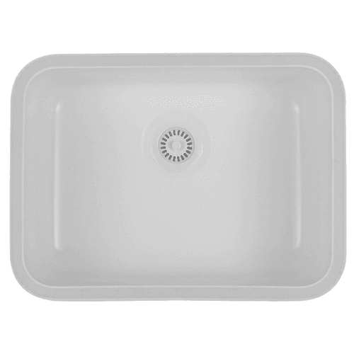 A-320 Acrylic Undermount Single Bowl Kitchen Sink, 24" x 17-1/2" x 9", White