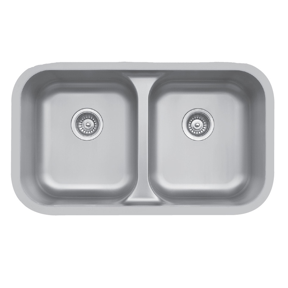 BC-5050 Stainless Steel Under Mount 18G Double Bowl Kitchen Sink, 32-1/2" x 18-1/4" x 9"