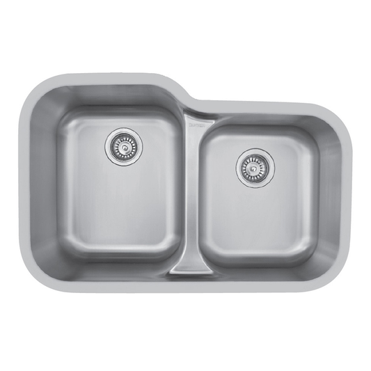 BC-6040R Stainless Steel Under Mount 18G Double Bowl Kitchen Sink, 32-1/4" x 20-3/4" x 9" x 7"