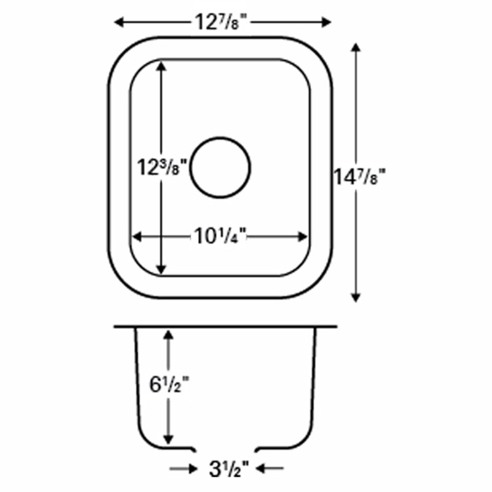Edge 300 Stainless Steel Under Mount 18G Single Bowl Bar/Prep Sink, 12-7/8" x 14-7/8" x 6-1/2"