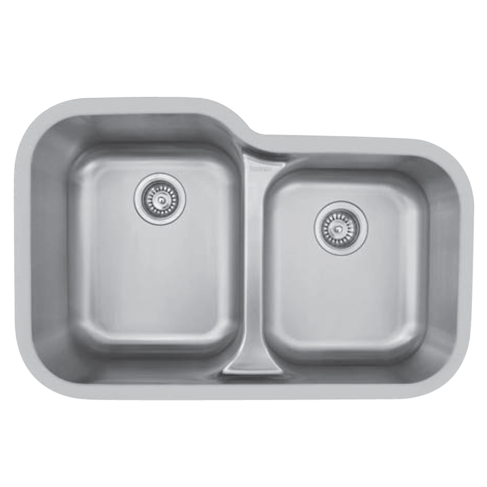 Edge 300 Stainless Steel Under Mount 18G Double Bowl Kitchen Sink, 32-3/8" x 21-1/8" x 8-3/8"