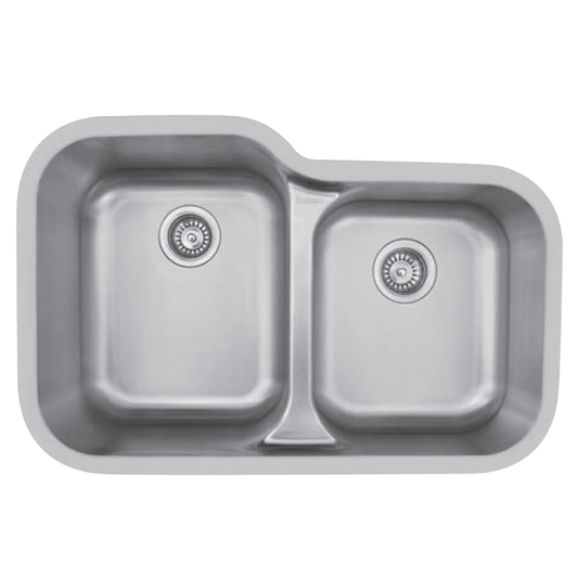 Edge 300 Stainless Steel Under Mount 18G Double Bowl Kitchen Sink, 32-3/8" x 21-1/8" x 8-3/8"