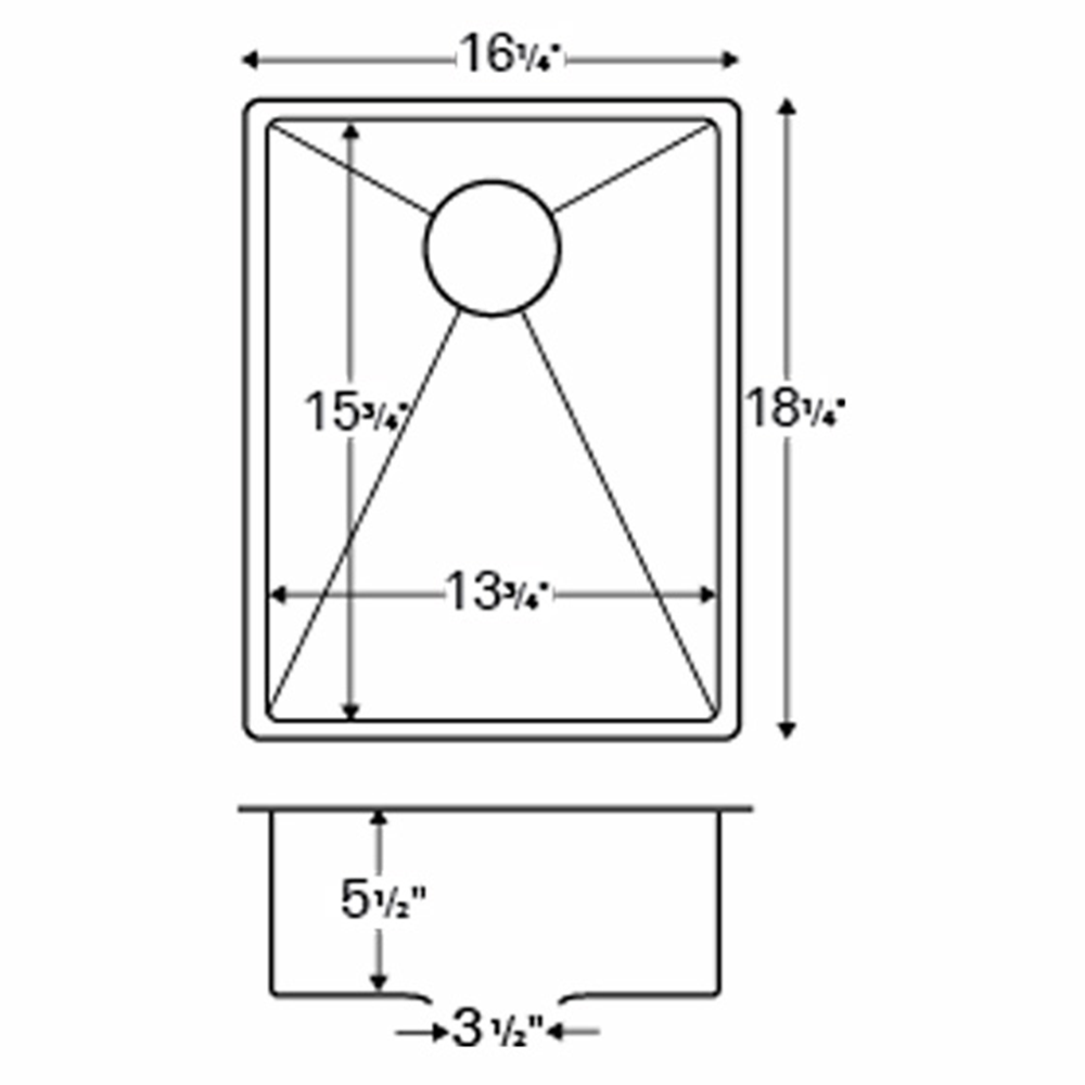 Edge 400 Stainless Steel Under Mount 18G Single Bowl Kitchen Sink, 16-1/4" x 18-1/4" x 6"