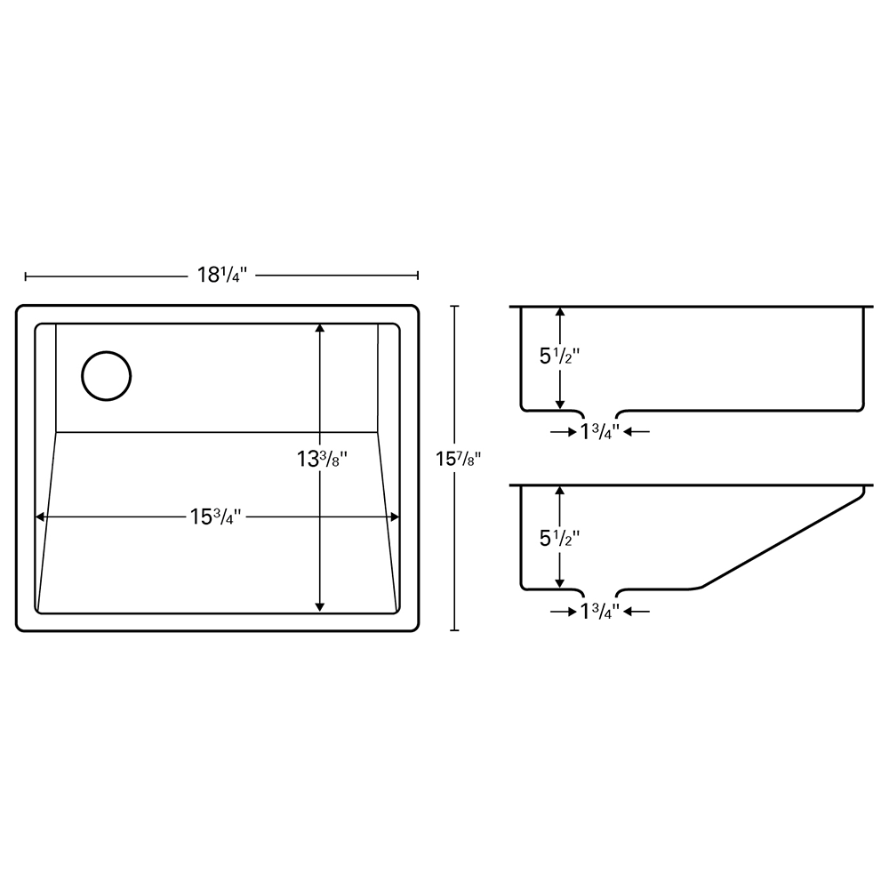 Edge 500 Stainless Steel Under Mount 18G Single Bowl Kitchen Sink, 17-7/8" x 16-7/8" x 5-1/2"