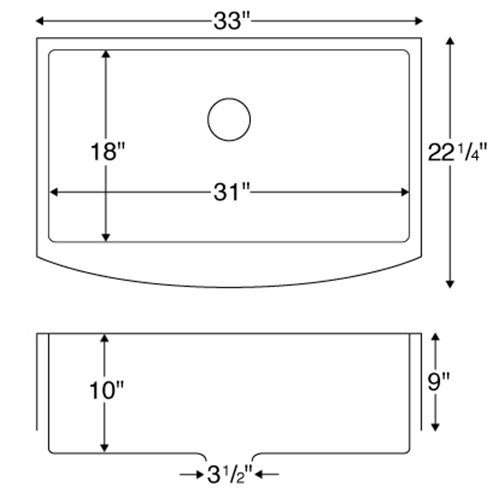 EL-84 Stainless Steel Under Mount 16G Single Bowl Kitchen Sink, 33" x 22-1/4" x 10"