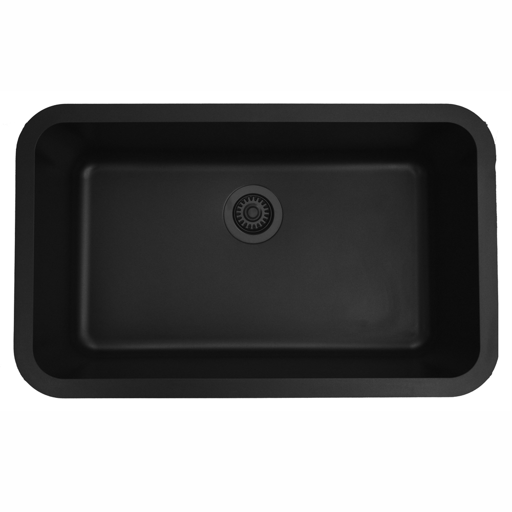 Q-340 Quartz Under Mount Extra Large Single Bowl Kitchen Sink, 30-7/8" x 18-7/8" x 9", Brown