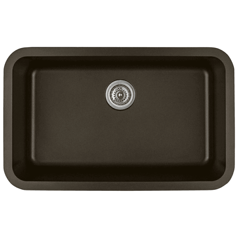 Q-340 Quartz Under Mount Extra Large Single Bowl Kitchen Sink, 30-7/8" x 18-7/8" x 9", Brown