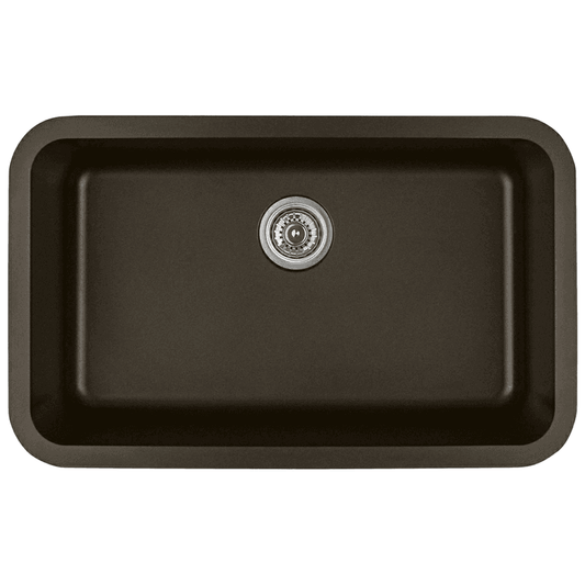 Q-340 Quartz Under Mount Extra Large Single Bowl Kitchen Sink, 30-7/8" x 18-7/8" x 9", Brown
