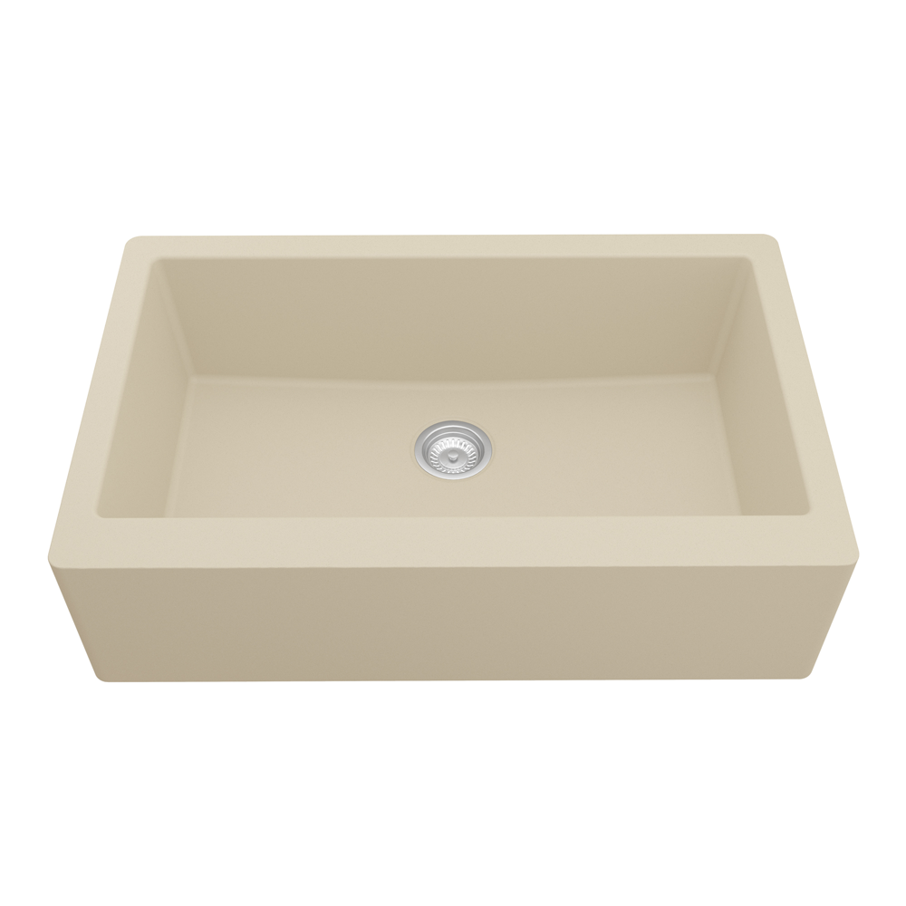 QA-740 Quartz Undermount Extra Large Single Bowl Kitchen Sink, 34" x 21-1/4" x 9", Bisque