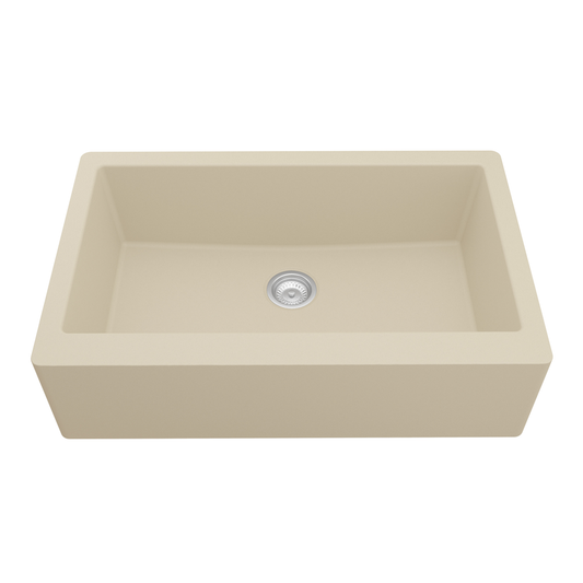 QA-740 Quartz Undermount Extra Large Single Bowl Kitchen Sink, 34" x 21-1/4" x 9", Bisque
