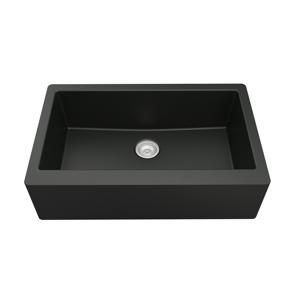 QA-740 Quartz Undermount Extra Large Single Bowl Kitchen Sink, 34" x 21-1/4" x 9", Black