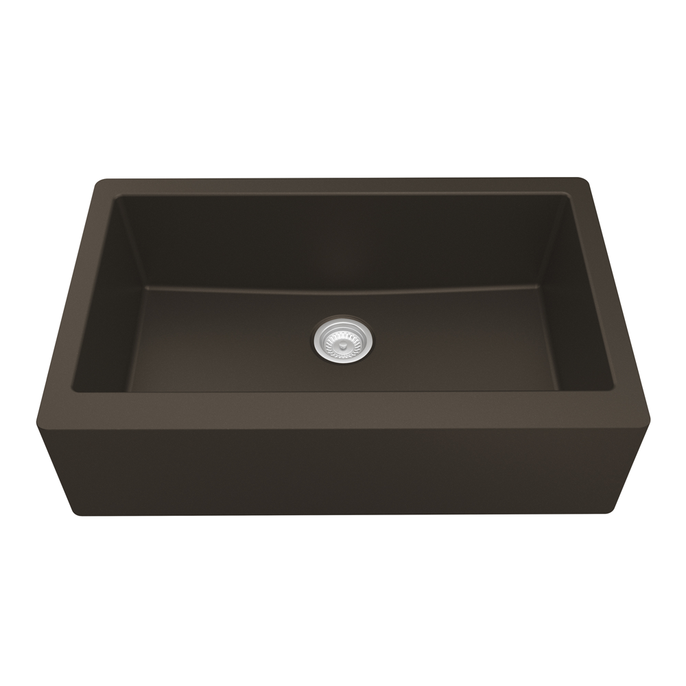 QA-740 Quartz Undermount Extra Large Single Bowl Kitchen Sink, 34" x 21-1/4" x 9", Brown