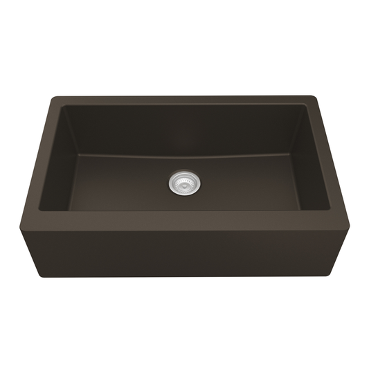 QA-740 Quartz Undermount Extra Large Single Bowl Kitchen Sink, 34" x 21-1/4" x 9", Brown