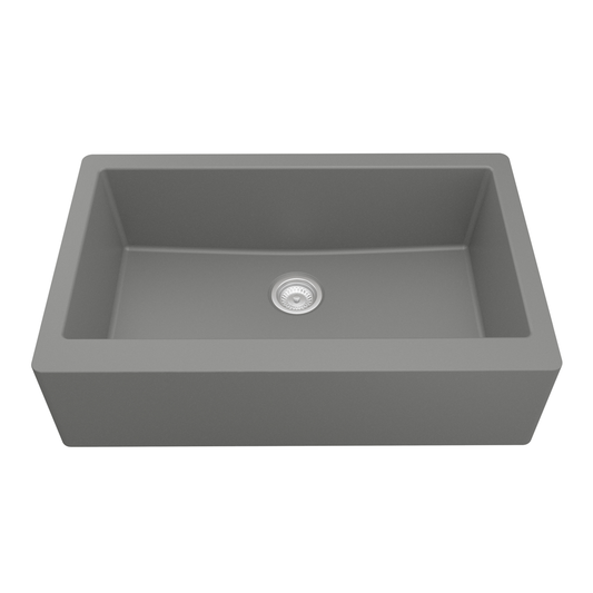 QA-740 Quartz Undermount Extra Large Single Bowl Kitchen Sink, 34" x 21-1/4" x 9", Gray