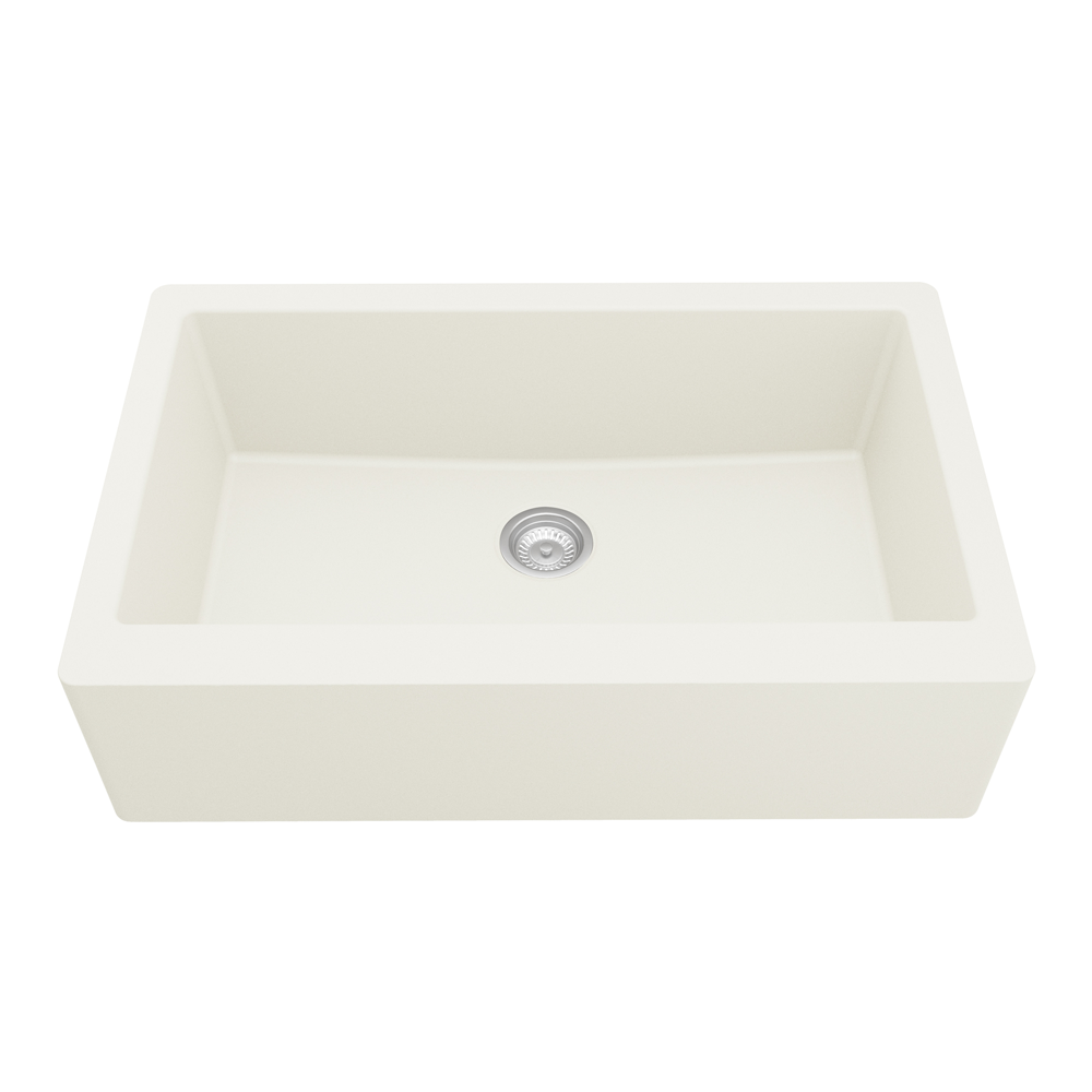 QA-740 Quartz Undermount Extra Large Single Bowl Kitchen Sink, 34" x 21-1/4" x 9", White