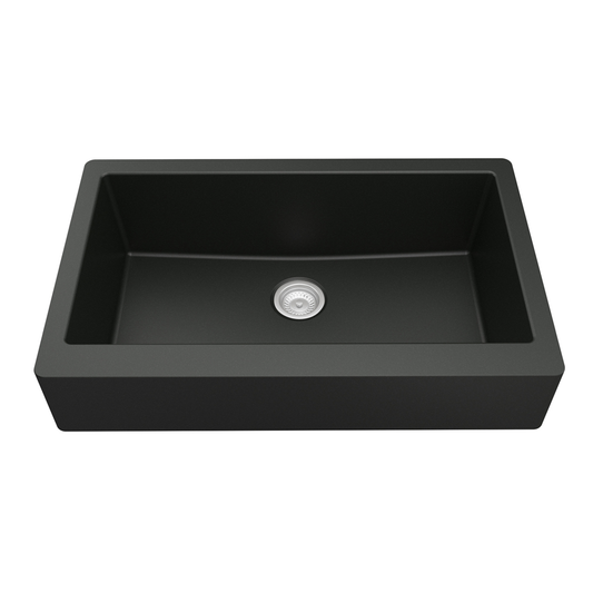 QAR-740 Quartz Undermount Extra Large Single Bowl Kitchen Sink, 34" x 21-1/4" x 9", Black