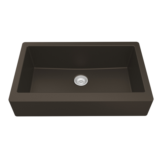 QAR-740 Quartz Undermount Extra Large Single Bowl Kitchen Sink, 34" x 21-1/4" x 9", Brown