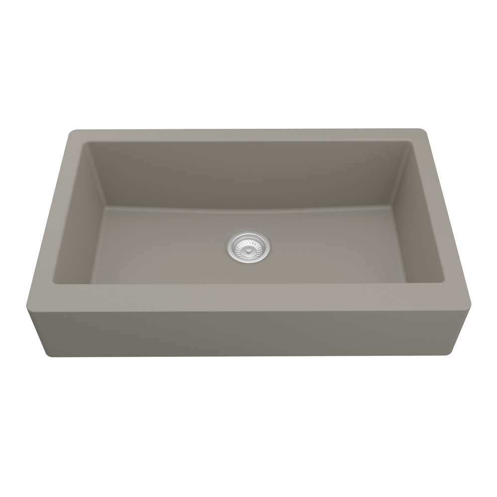 QAR-740 Quartz Undermount Extra Large Single Bowl Kitchen Sink, 34" x 21-1/4" x 9", Concrete