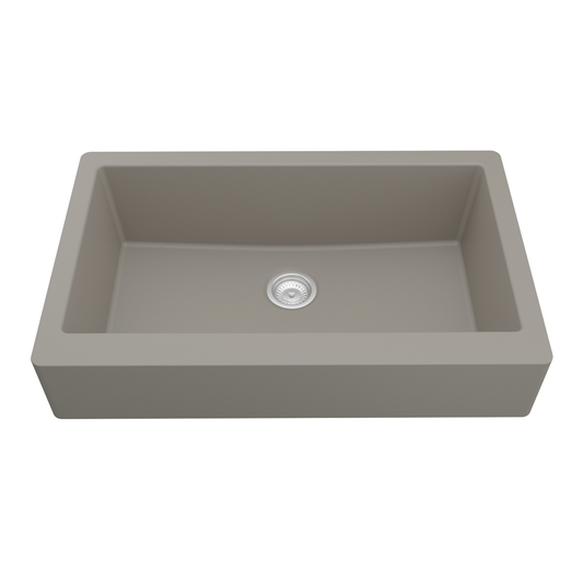 QAR-740 Quartz Undermount Extra Large Single Bowl Kitchen Sink, 34" x 21-1/4" x 9", Concrete