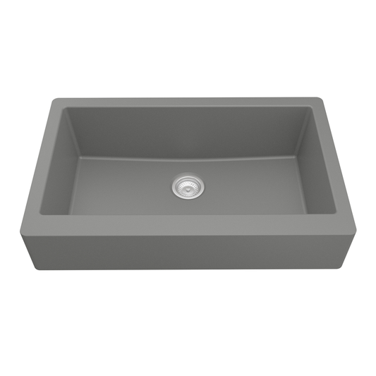 QAR-740 Quartz Undermount Extra Large Single Bowl Kitchen Sink, 34" x 21-1/4" x 9", Gray