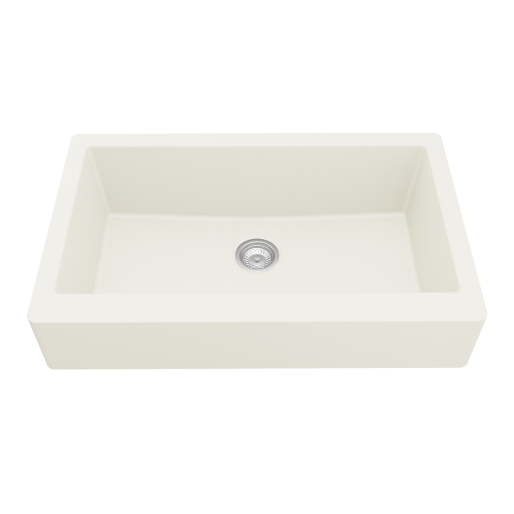 QAR-740 Quartz Undermount Extra Large Single Bowl Kitchen Sink, 34" x 21-1/4" x 9", White