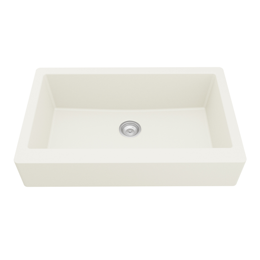 QAR-740 Quartz Undermount Extra Large Single Bowl Kitchen Sink, 34" x 21-1/4" x 9", White