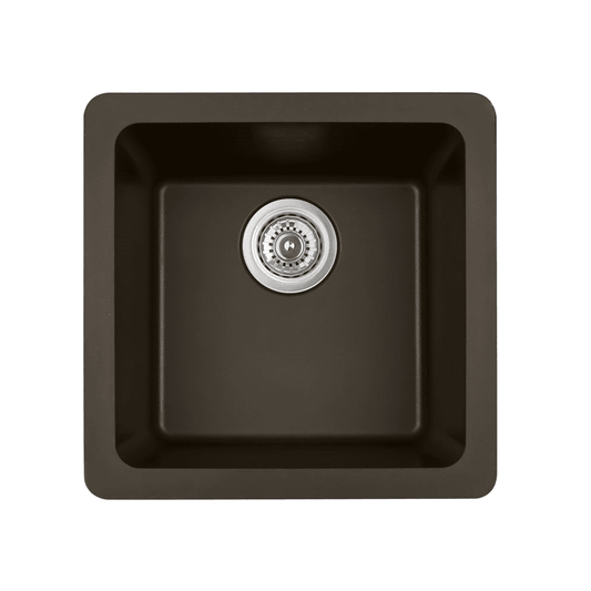 QAR-690 Quartz Undermount Single Bowl Bar/Prep Sink, 16-5/8" x 16-5/8" x 8-1/4", Brown