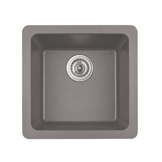 QAR-690 Quartz Undermount Single Bowl Bar/Prep Sink, 16-5/8" x 16-5/8" x 8-1/4", Concrete