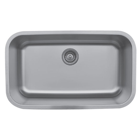 U-3018 Stainless Steel Under Mount 18G Single Bowl Kitchen Sink, 30-1/2" x 18-3/8" x 9-3/4"