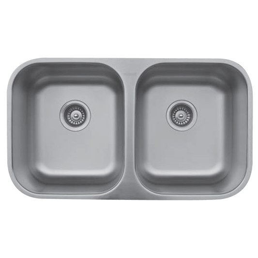 U-5050 Stainless Steel Under Mount 18G Double Bowl Kitchen Sink, 31-1/2" x 18-1/8" x 8-3/4"