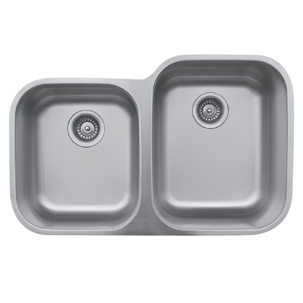 U-6040L Stainless Steel Under Mount 18G Double Bowl Kitchen Sink, 31-1/2" x 20-1/8" x 8-3/4"