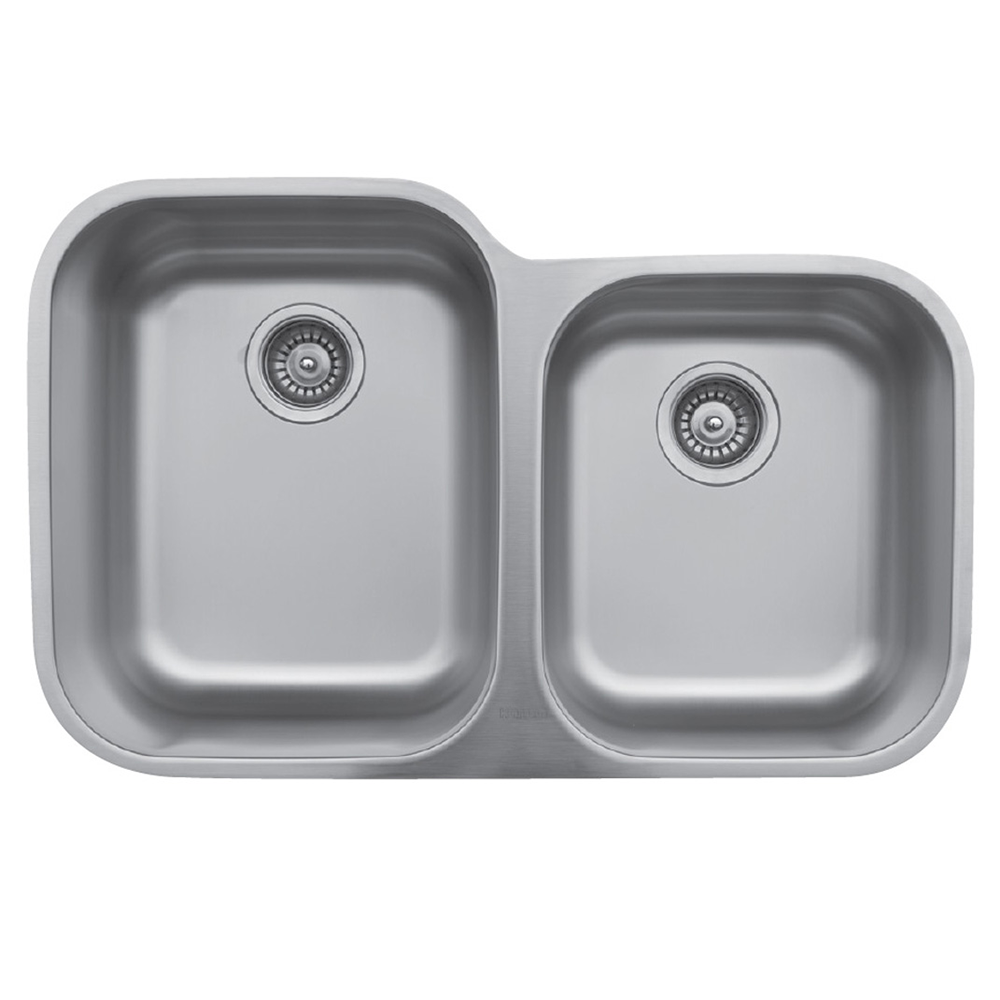 U-6040R Stainless Steel Under Mount 18G Double Bowl Kitchen Sink, 31-1/2" x 20-1/8" x 8-3/4"