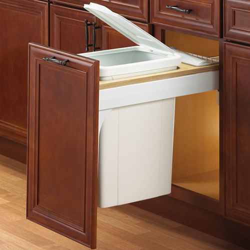 Single 35 QT Top-Mount Waste Container Pullout for 1-1/2" - 1-3/4" Face Frame, White