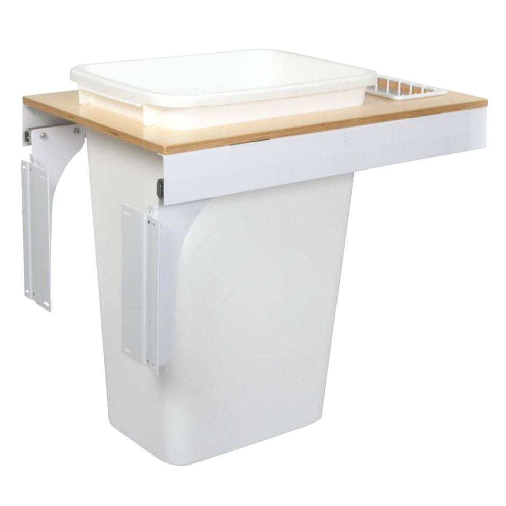 Single 50 QT Top-Mount Waste Container Pullout for 1-1/2" - 1-3/4" Face Frame, White