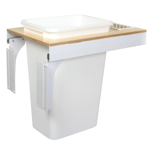 Single 50 QT Top-Mount Waste Container Pullout for 1-1/2" - 1-3/4" Face Frame, White