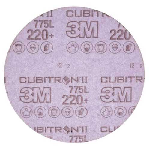 6" Cubitron II Hookit 220+ Grit No Holes 775L Sanding Disc, Ceramic on Film (250/Case)
