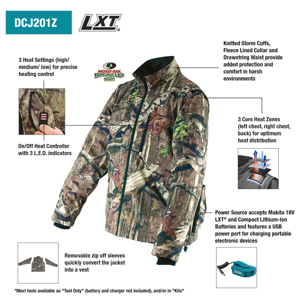 Mossy Oak Polyester Heated Jacket, Large