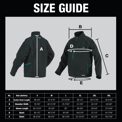 Makita DCJ205ZL 18V LXT Lithium‑Ion Cordless Heated Jacket, Jacket Only (Black, L)
