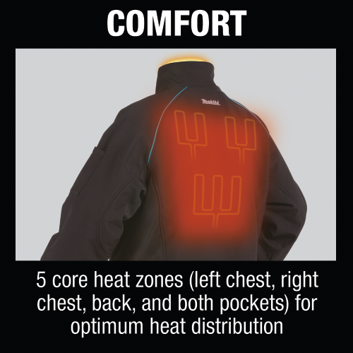 Makita DCJ205ZM 18V LXT Lithium‑Ion Cordless Heated Jacket, Jacket Only (Black, M)