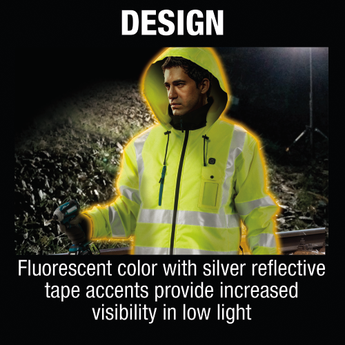 Makita DCJ206ZM 18V LXT Lithium‑Ion Cordless High Visibility Heated Jacket, Jacket Only (M)