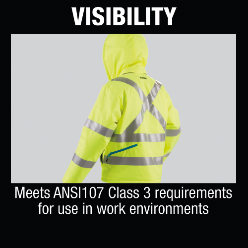 Makita DCJ206ZS 18V LXT Lithium‑Ion Cordless High Visibility Heated Jacket, Jacket Only (S)